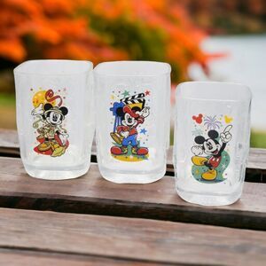 Disney McDonald's Millennium Mickey Mouse Drinking Glasses‎ Set of 3 2000